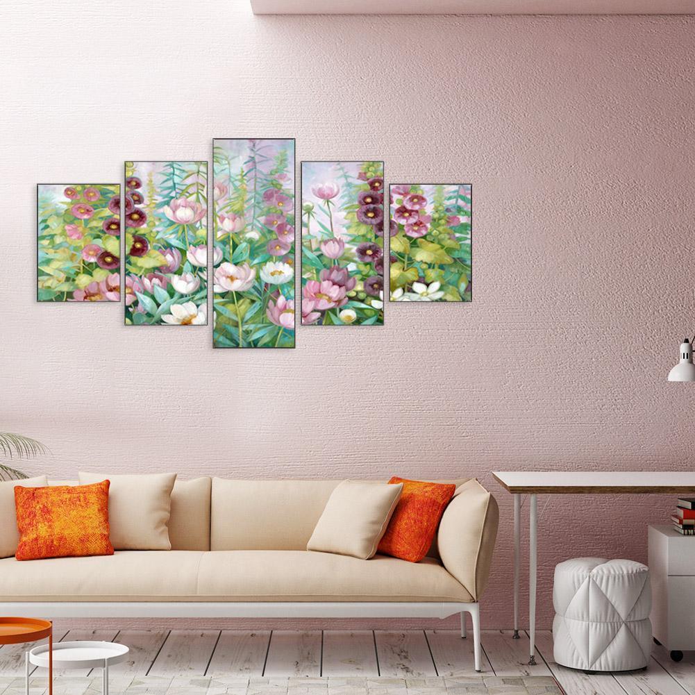 5pcs 5D DIY Full Drill Diamond Painting Lotus Cross Stitch Mosaic Kit Decor