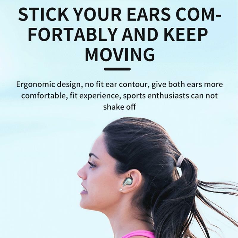 Rechargeable Li-Battery Bluetooth-compatible Earphone LED Display Mirro Screen