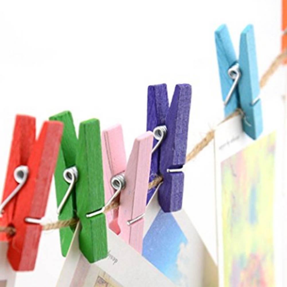 50pcs Mini Wooden Craft Pegs Clothes Paper Photo Hanging Spring Clips(1)