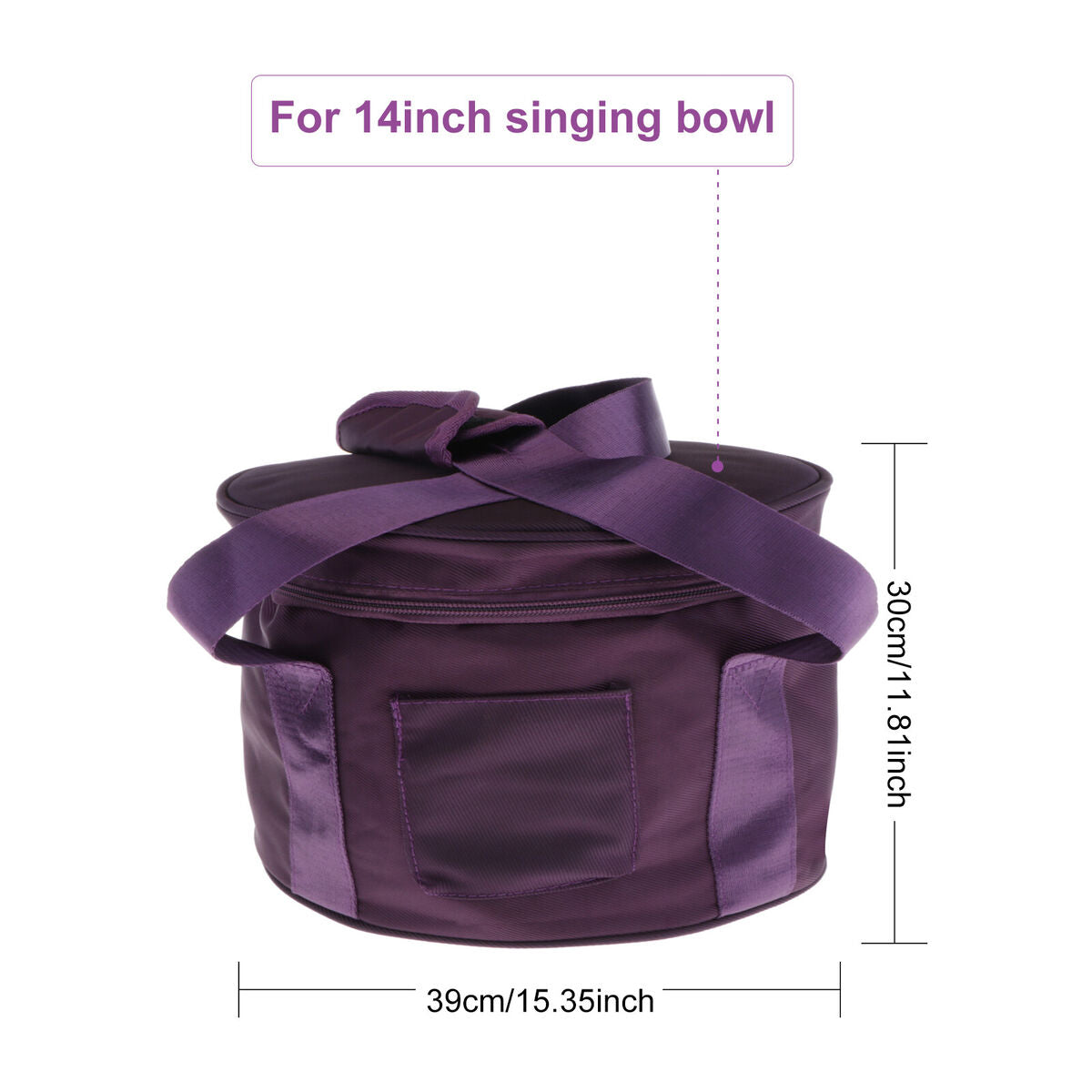 14inch  Handmade Singing Bowl Yoga Bag with Handle Accessory Dark Purple