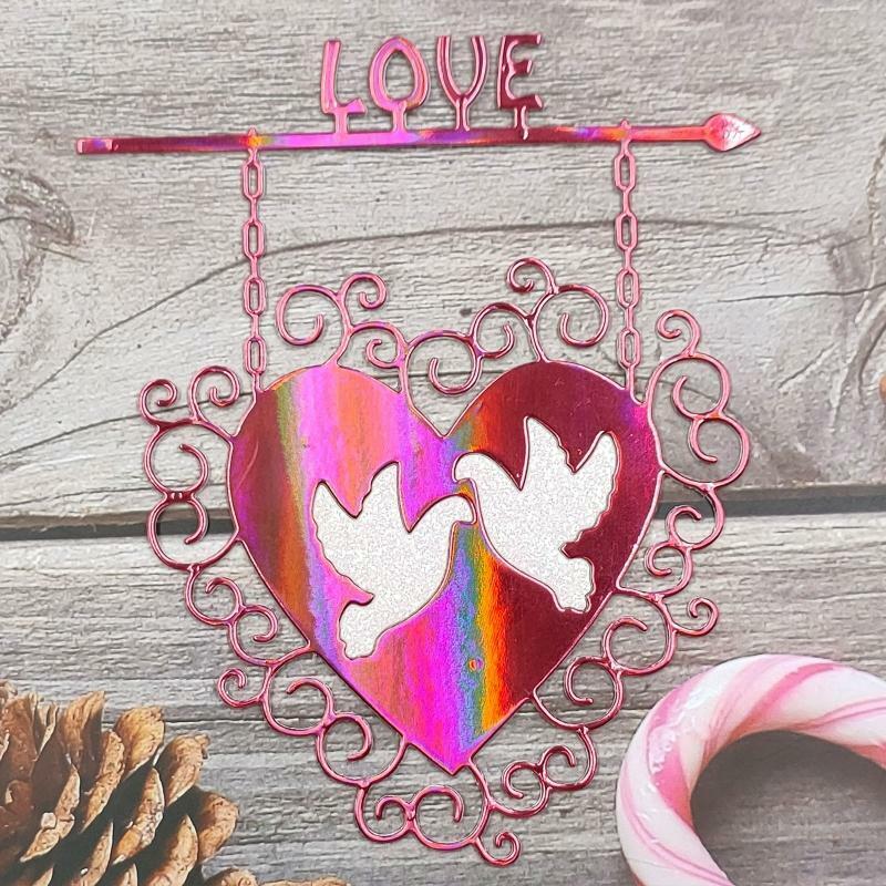 Couple Bird Heart Sign Frame Metal Cutting Dies Stencil DIY Embossing Template