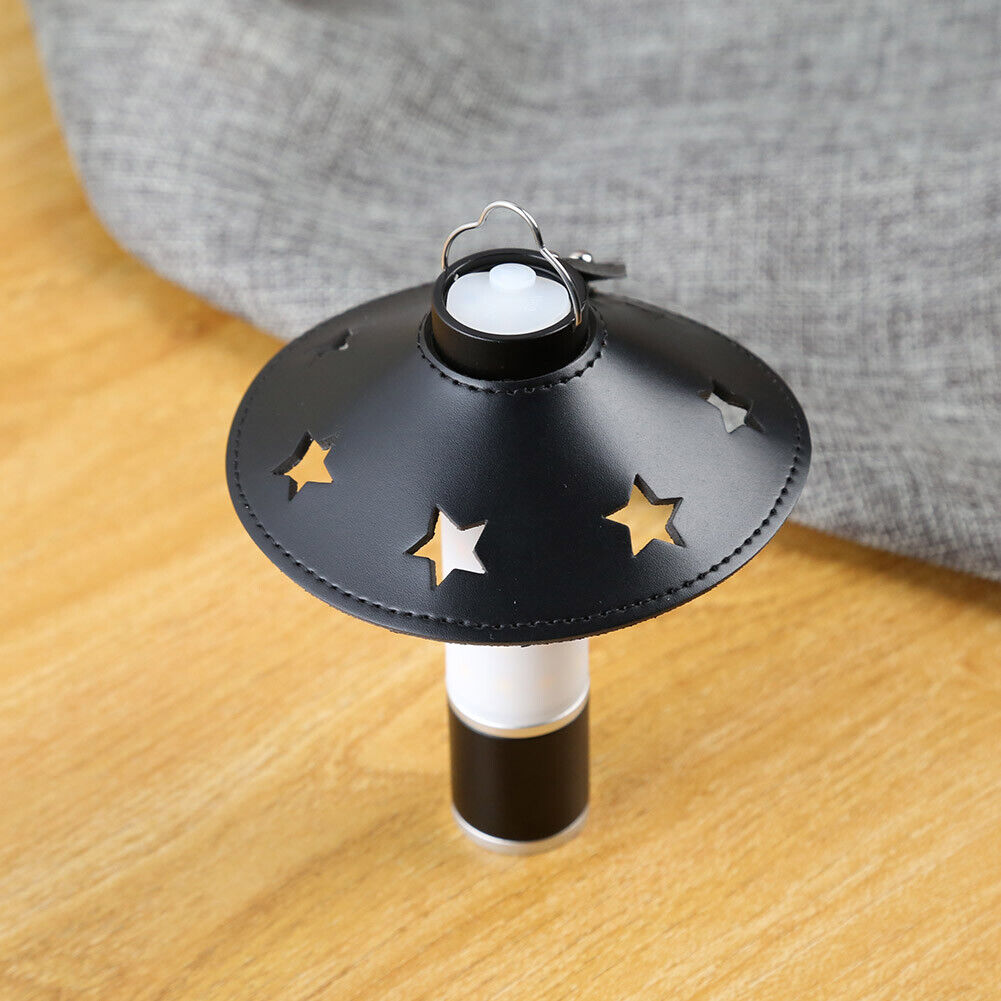 PU Leather Flashlight Lampshade Waterproof Camping Tent Light Cover (Black)