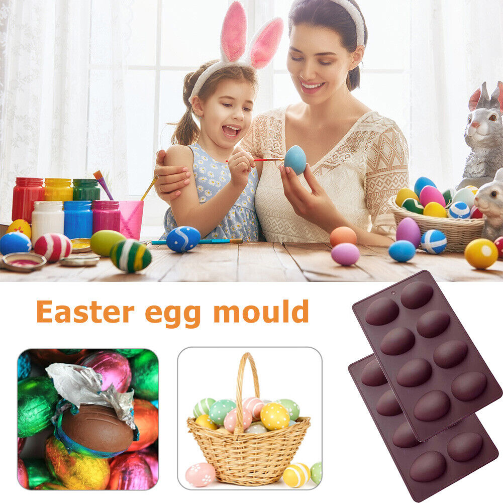 Silicone Cake Mold 8-Cavity Easter Egg Chocolate Mould Pastry Baking Tray