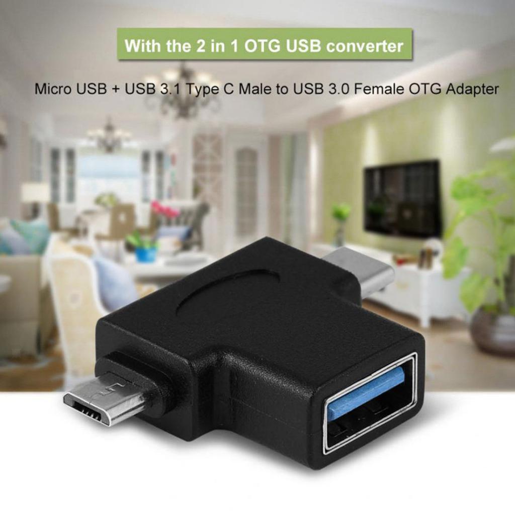 2 in 1 Type-C Micro-USB 3.0 USB-C Male Micro USB Male to OTG Adapter