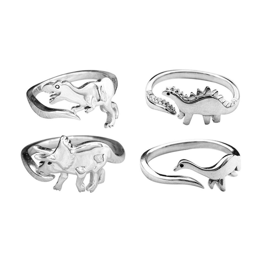 4pcs Punk  Rings Dinosaur Theme Accessory for  Men Holiday