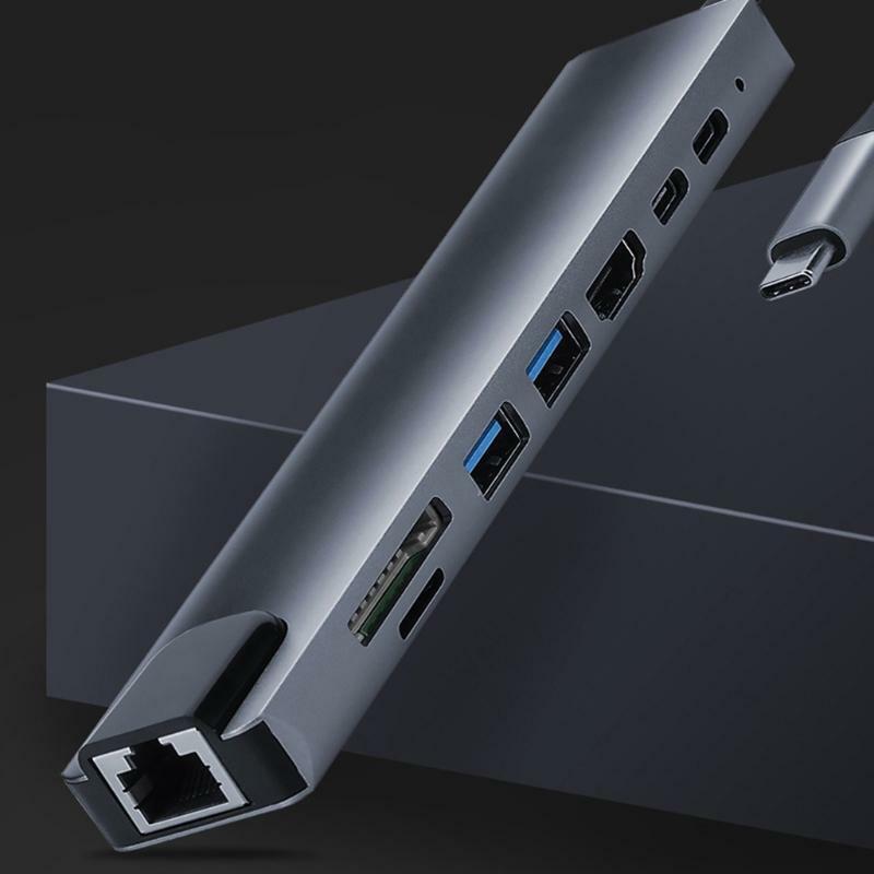 8-in-1 Type C Hub Laptop Computer Peripheral Docking Station USB Adapter