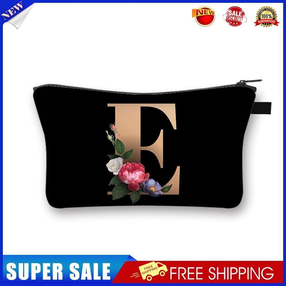 Alphabet flowers Printed Hand Hold Travel Storage Cosmetic Bag Toiletry Bag