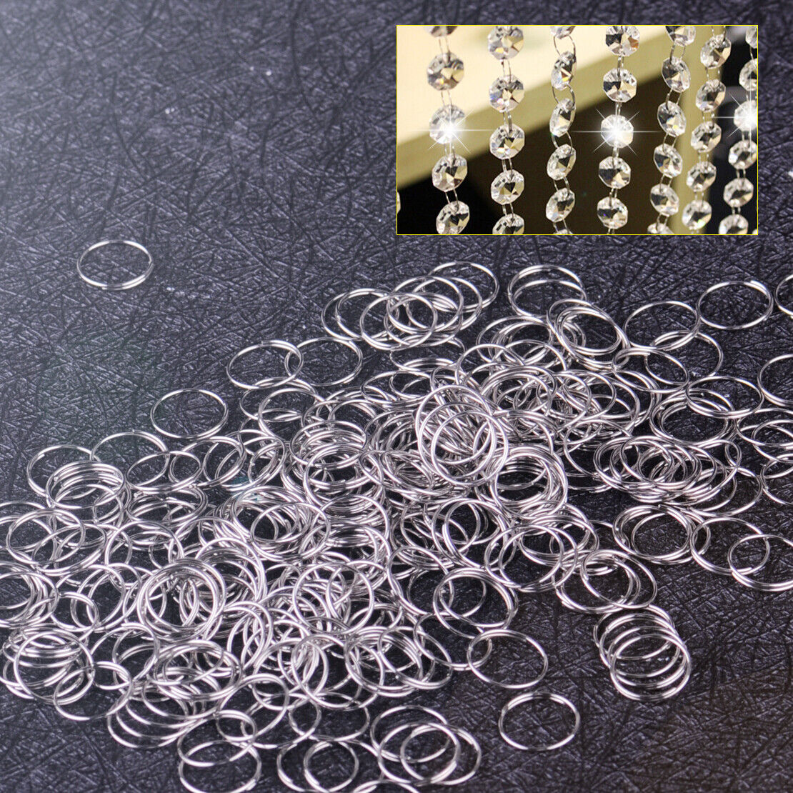 500pc 11mm Rings Circle Chandelier Lamp Prism Crystal Beads Ball Connector Li