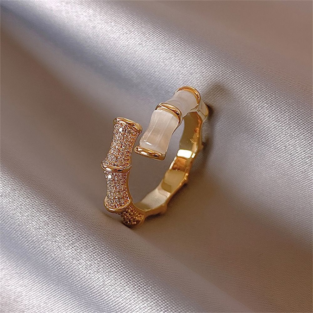 Wedding Engagement Crystal Jewelry Bamboo Shape Opals Rings Zircon Shiny