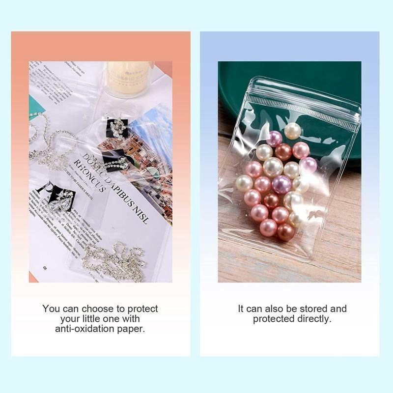 100Pcs Self Seal Jewelry Storage Bags Earring Pouches 20Pcs Antioxidant Sheet