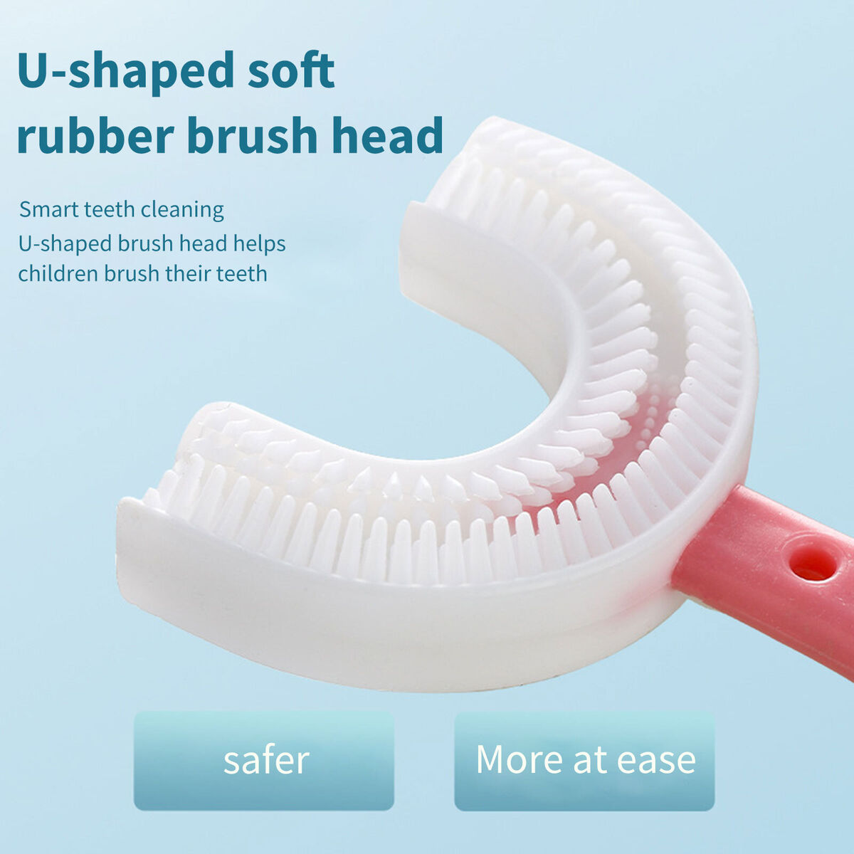 Kids U-Shaped Toothbrush Manual Training Silicone Tooth Brush (Pink Heart)