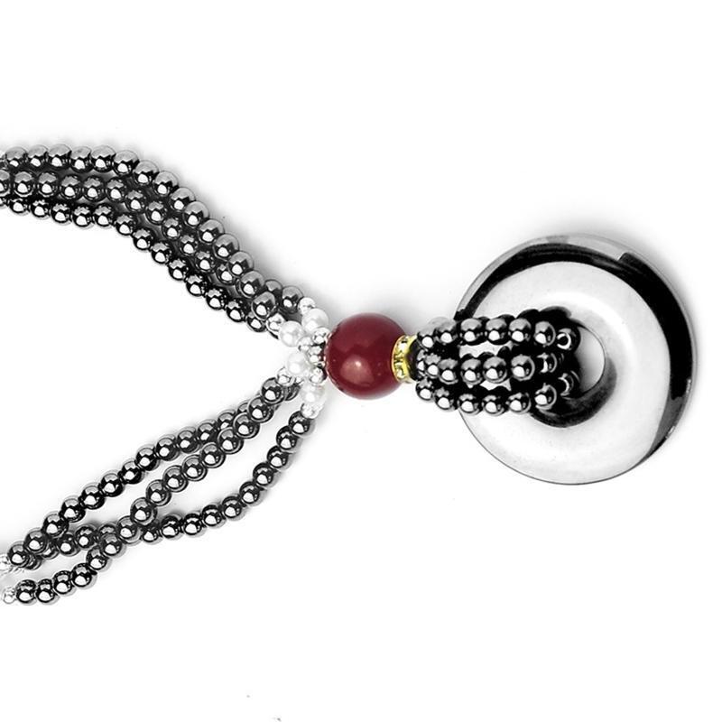 Black Gallstone Pendant Necklace Powerful Protective Grounding Stone Handmade