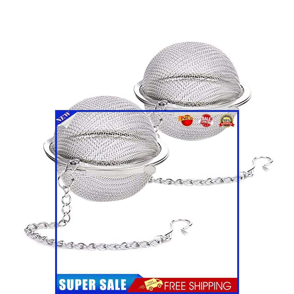 2pcs Stainless Steel Tea Ball, Loose Leaf Tea Strainer Infusers, 2.3 inch