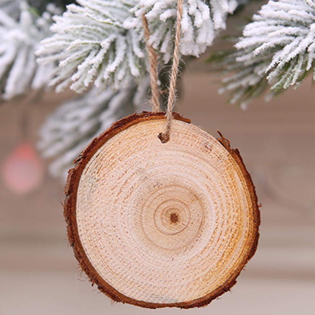20pcs Christmas Xmas Tree Wood Log Slices Discs Cutout Circle Wood Disks