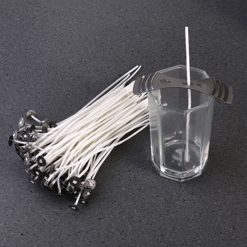 Pack of 50 15cm Pre Waxed Wicks for Candle Making .With Sustainers Nice