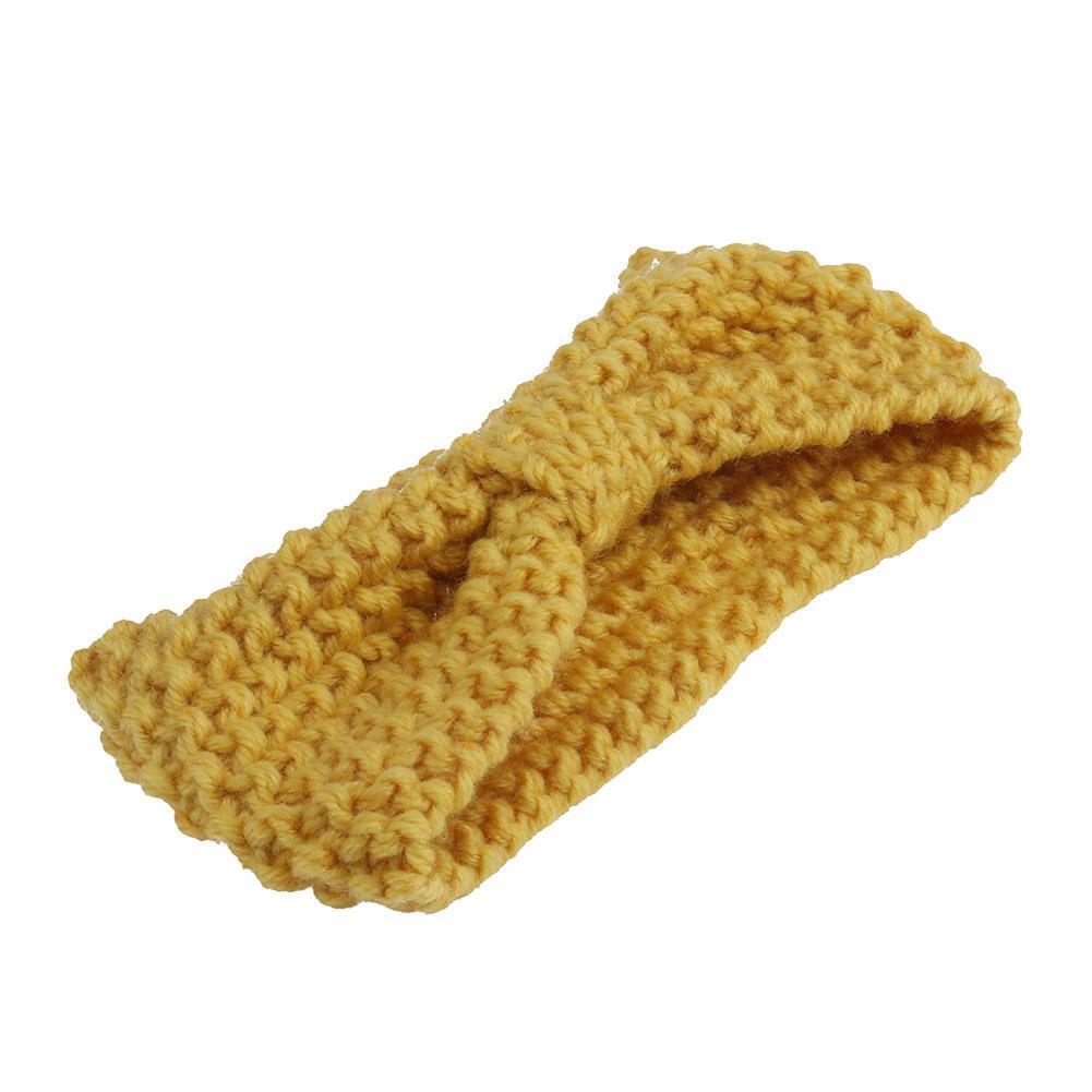 New Baby Knit Crochet Bow Headband Hair Accessories Child Headwear(Yellow)