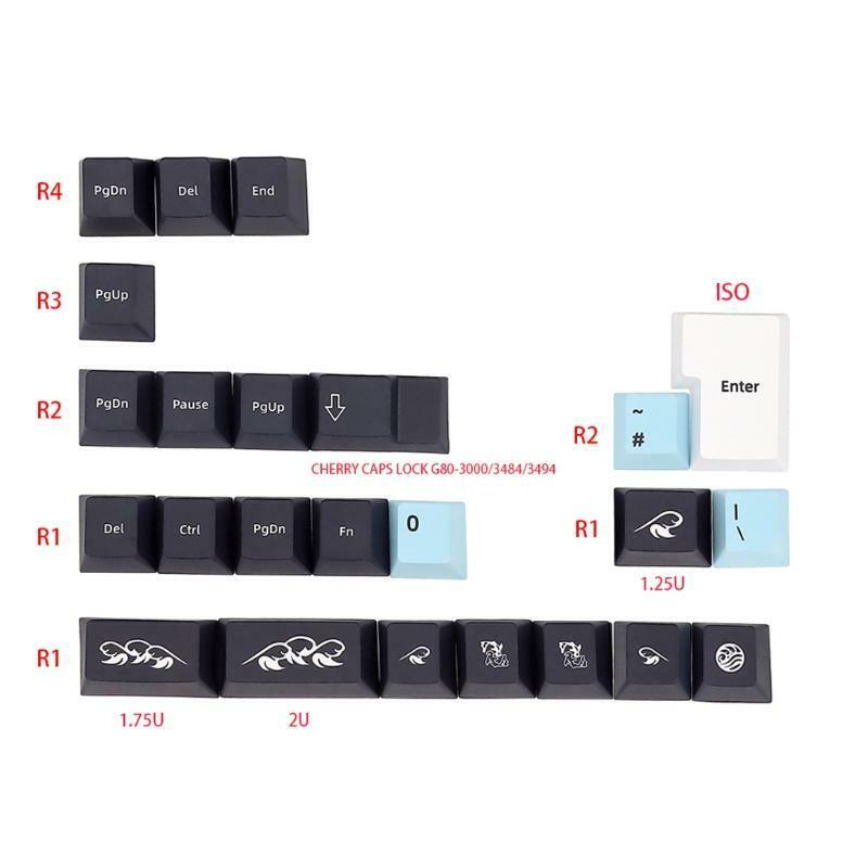 132 Keys PBT Dye Sublimation Keycaps for Mechanical Gaming Keyboard MX Switches