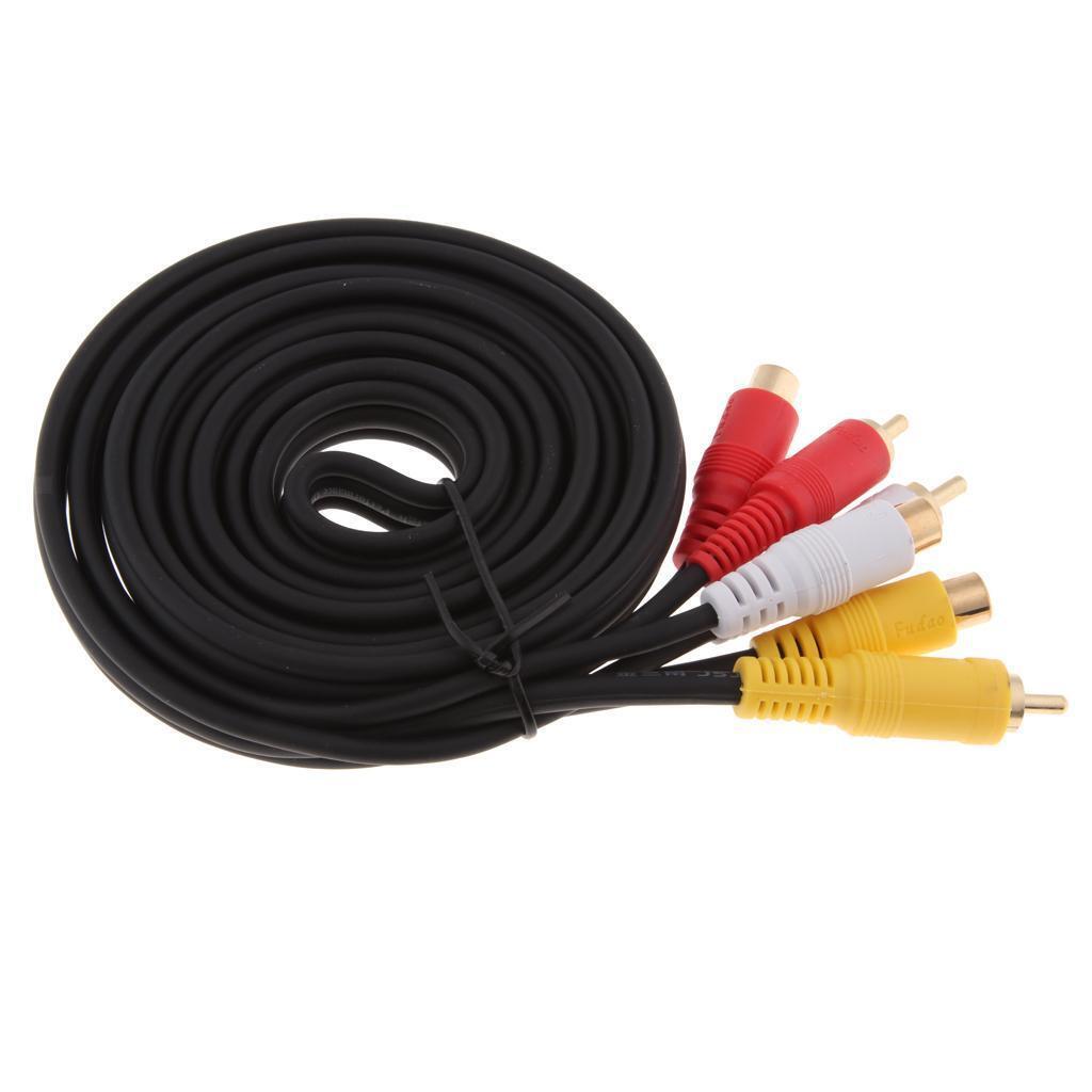 5.9ft/1.8m 3 RCA Male To 3 RCA Female Audio Video AV Extension Cable Cord