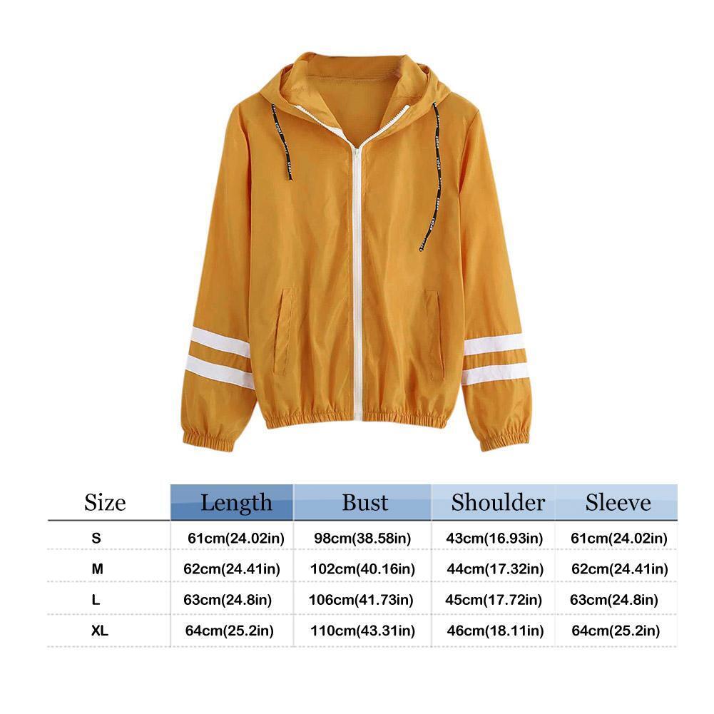 Women Long Sleeve Coats Casual Autumn Zipper Hooded Jacket (Yellow S)