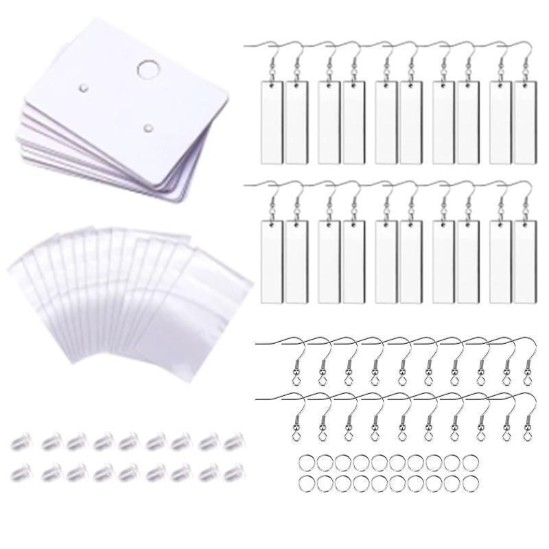 Personalized 20x Rectangle Sublimation Earring Blank Heat Transfer Wire Hooks