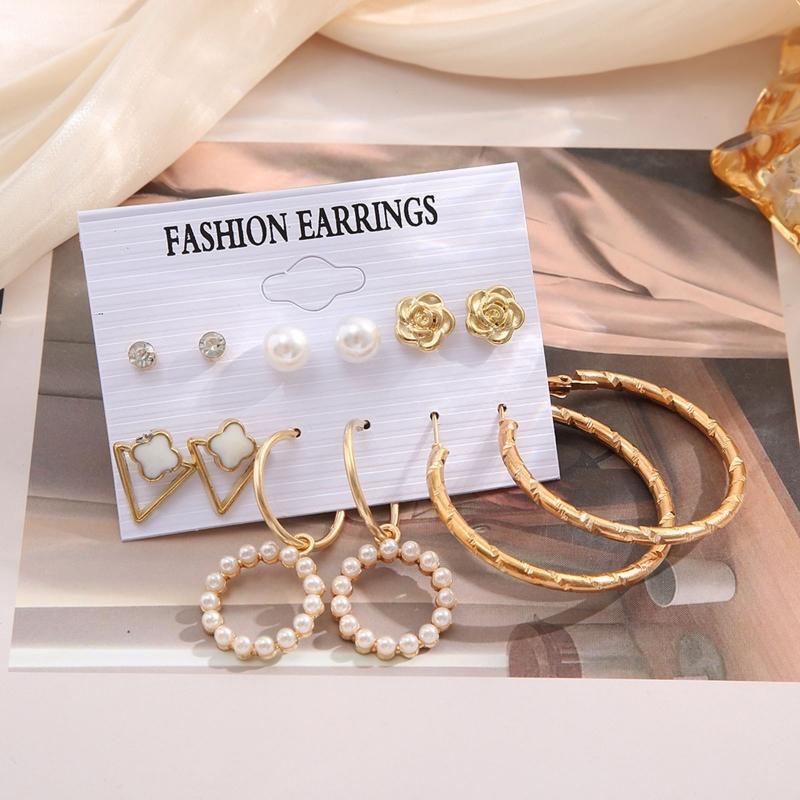 Flower Shape Stud Earring Women Round Hoop Earring Fashion Party Jewelry Gift