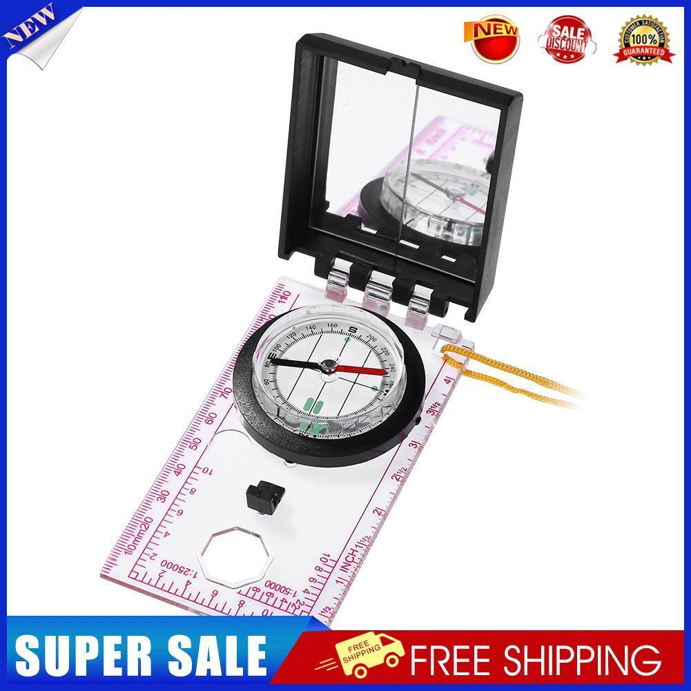 Portable Mapping Ruler Mirror Outdoor Survival Camping Hiking Compass Tool