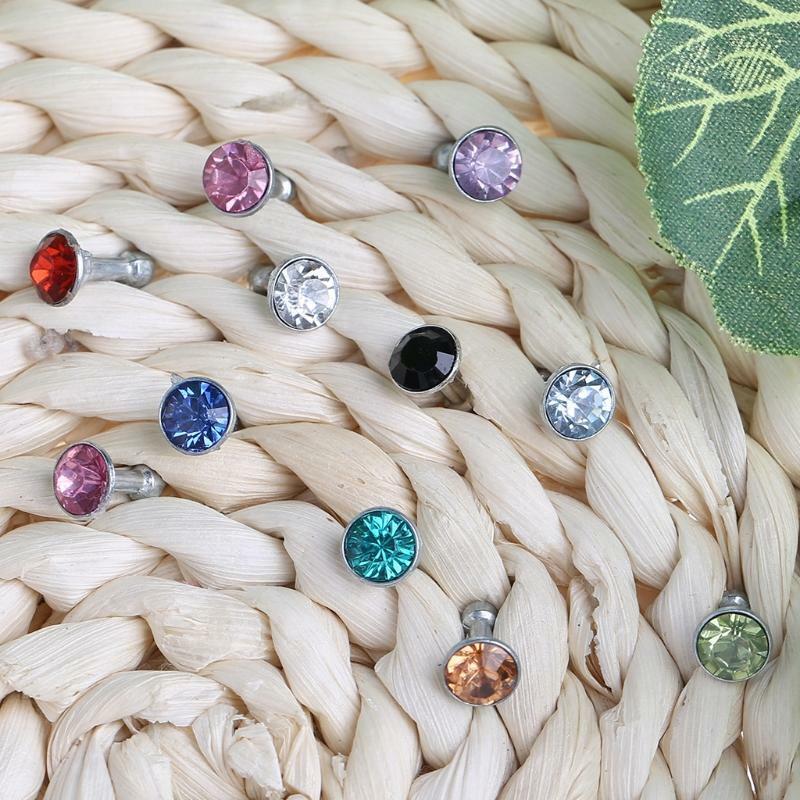 Round Glittering Rhinestone 3.5mm Anti Dust Plug Earphone Stopper For Smart