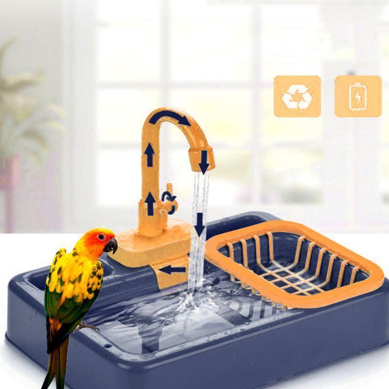 Multifunctional Parrot Bath Tub with 180° Rotation Tap Container Automatic Water