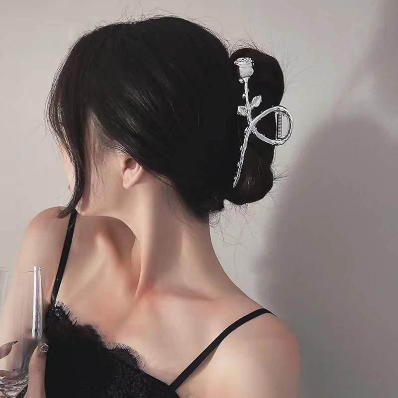 Hair Claw Clips with Rose Pattern Alloy Hair Clip Delicate Jaw Clips Non Slip