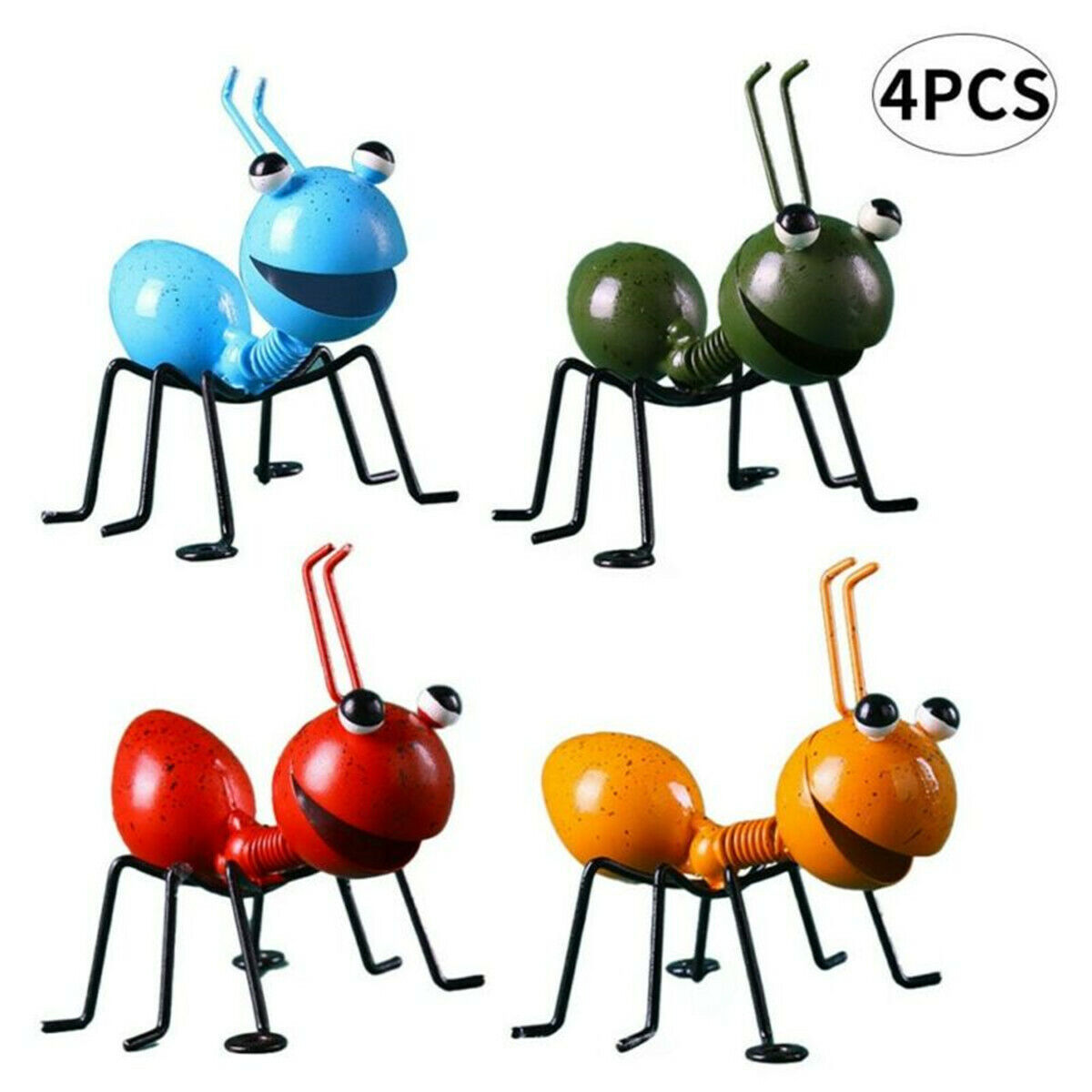 4PCS Garden Art Metal Sculpture Ant Ornament Cute Insect Art Garden Lawn Decor
