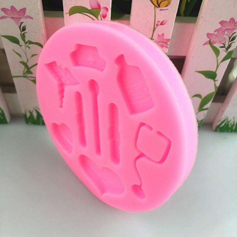 Nurse Themed Medical Hat Bottle Heart Tool Medicine Silicone Mold Decorating