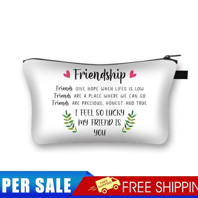 Printed Friendship Hand Hold Travel Storage Cosmetic Bag Toiletry Bag