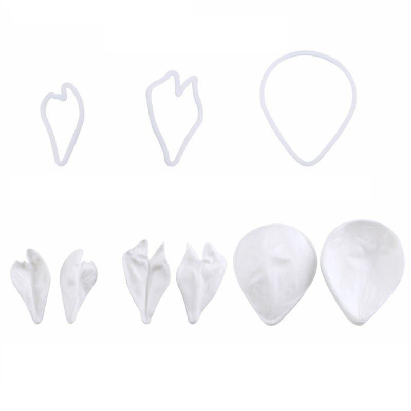 9pcs/set Peony Petals Veiner Cutter Silicone Fondant Sugarcraft Mold Cake Decor