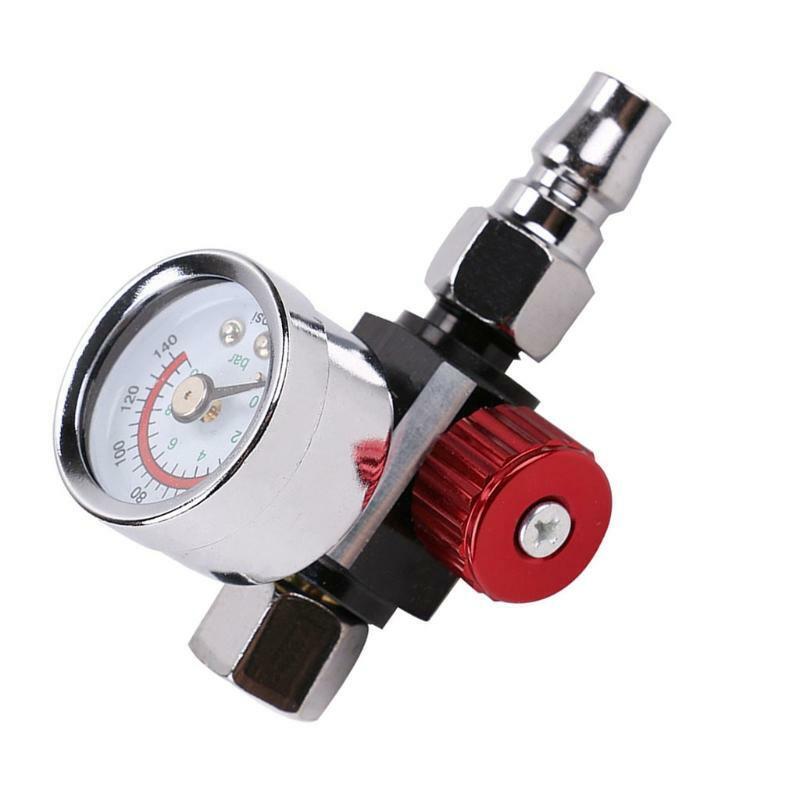 Spray Gun Air Adjusting Valve with Gauge Adjust Air Pressure 0 to 140 PSI 1/4 in