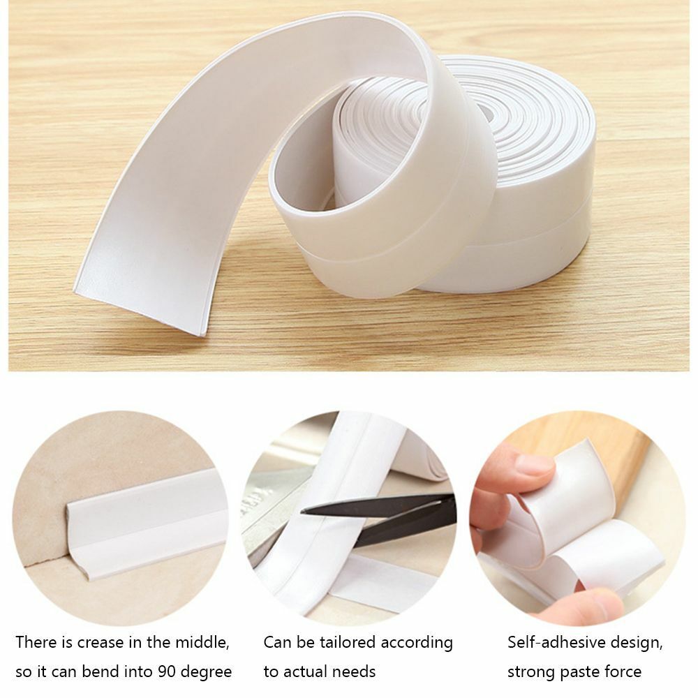 PVC Self Adhesive Toilet Bathroom Wall Corner Sink Edge Sealing Strip Seal Tape