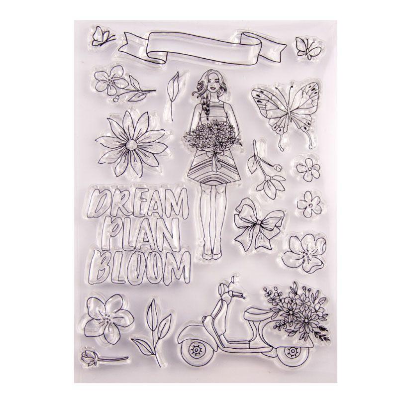 Flower Girl Silicone Clear Seal Stamp DIY Scrapbooking Embossing Photo Album Art