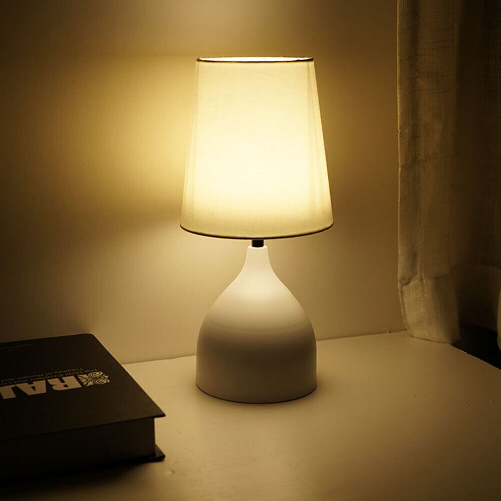 Modern Table Lamp Home Decor Beside Bedroom Study Touch Night Light (White)