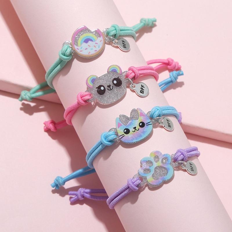 4Pcs Baby Cute Bracelet Adjustable Multicolor Woven Rope Chain Head Rope Jewelry