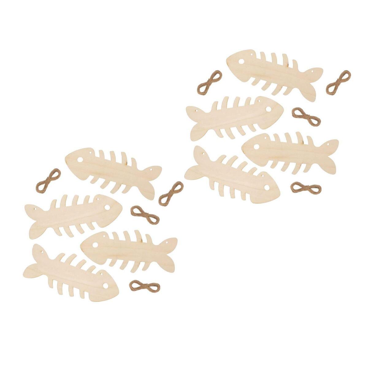 8x Unfinished Wooden Fish Blanks Hanging Cutouts for Pyrography DIY Craft