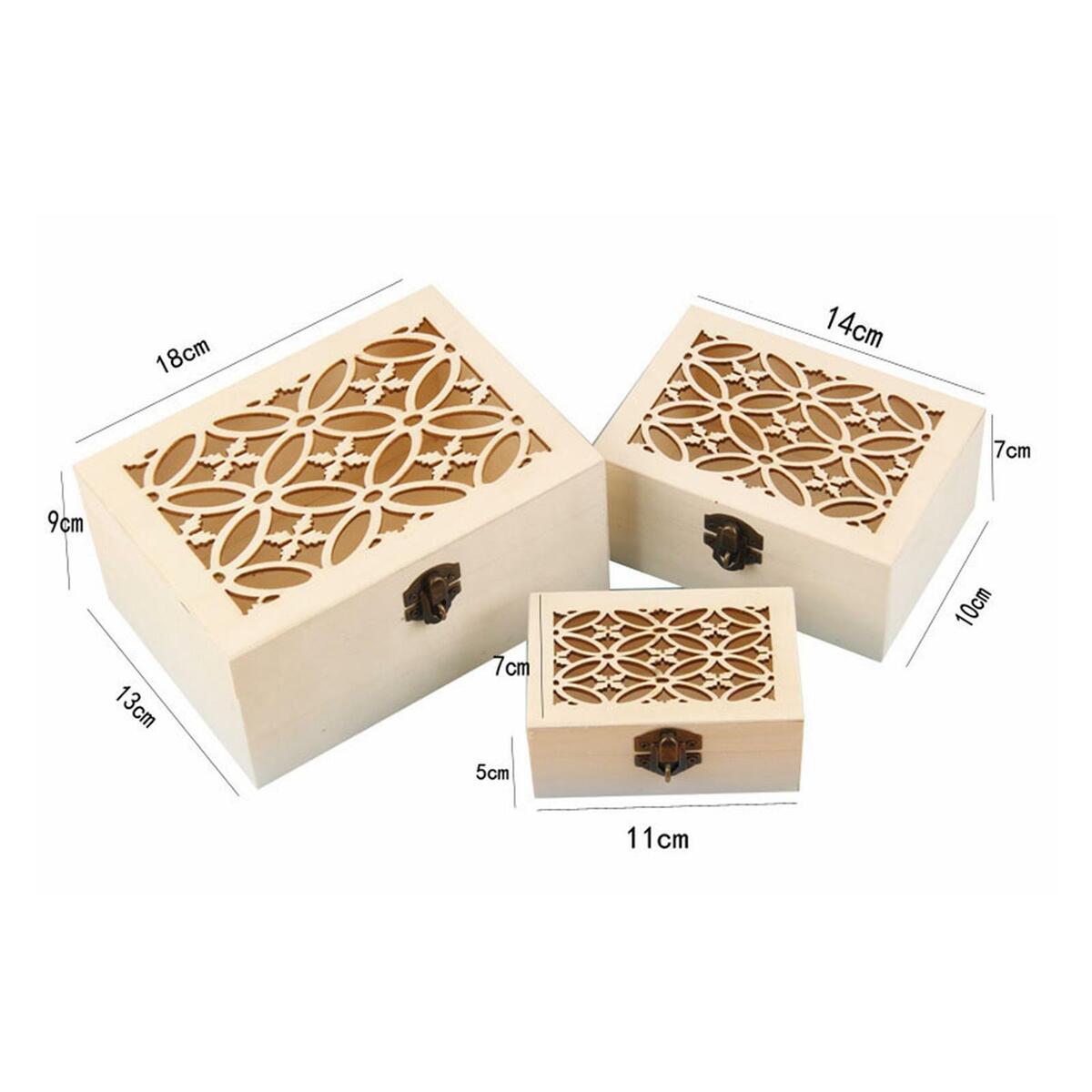 3Pcs Hollow Design with  Lid Clasp  en Jewelry Box for