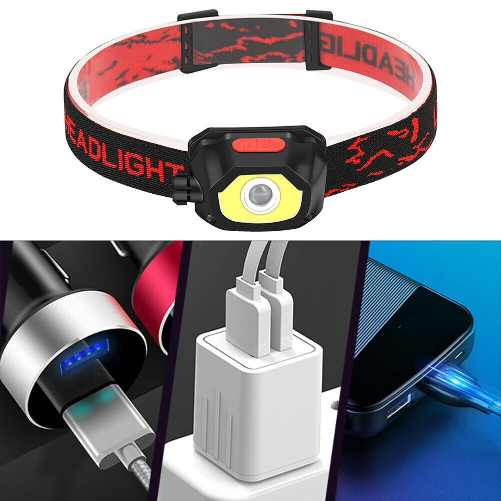 Powerful LED Headlamp USB COB Waterproof Outdoor Sensor Work Light Torch