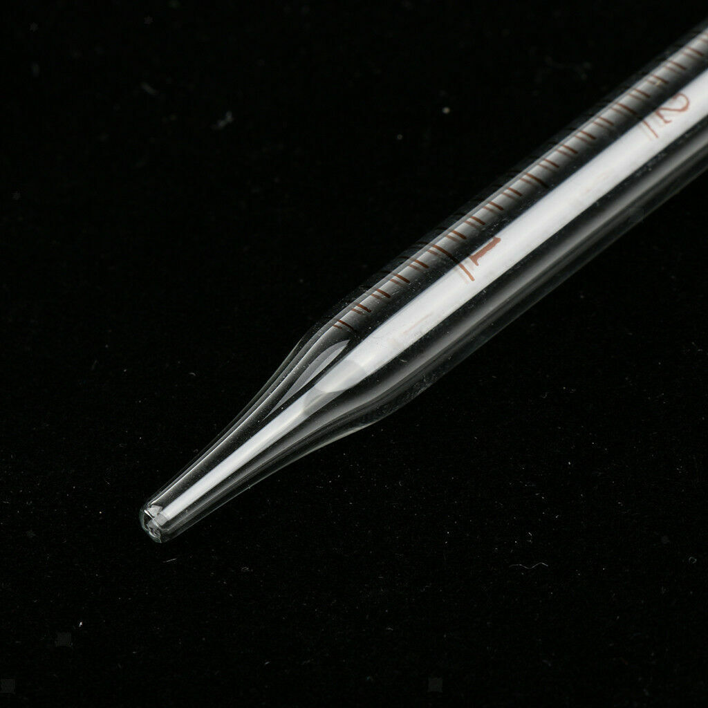 2 Pcs Glass Transfer Pipettes 5ml Graduated Scale Dropper with Scale Line Lab