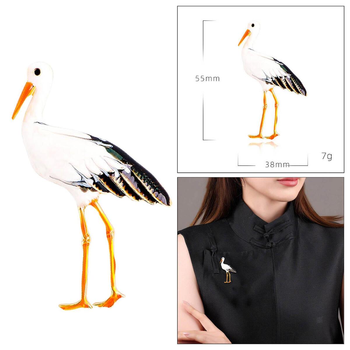Crane  Brooch  Accessories Unique Jewelry for Business suits Hat