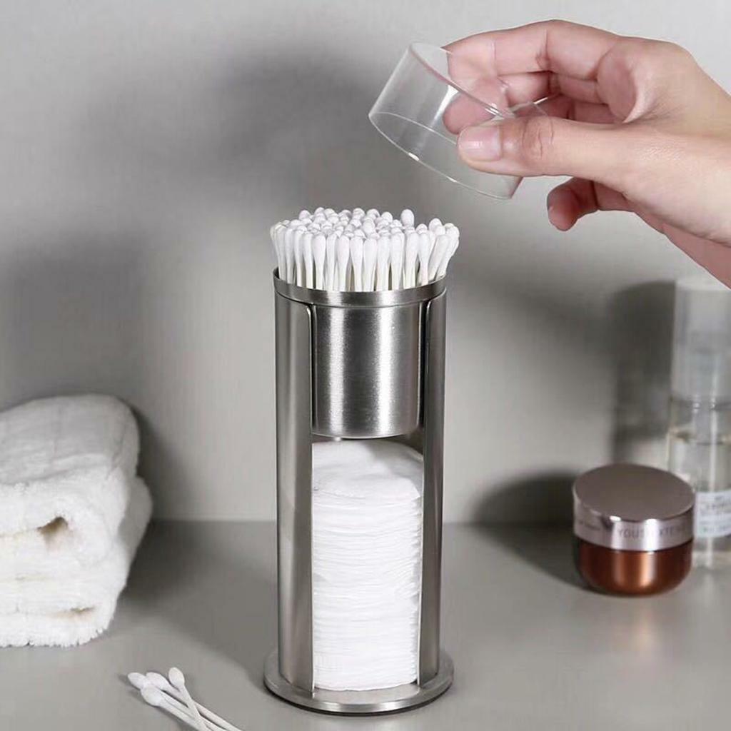1 package Acrylic  Swab Holder 2 Compartment Round Container Case with Lid