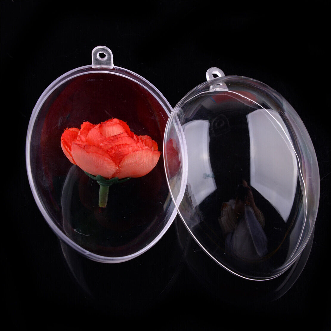 10x Clear Fillable Plastic Egg Candy Box Christmas Bauble Tree Ball Ornament Get