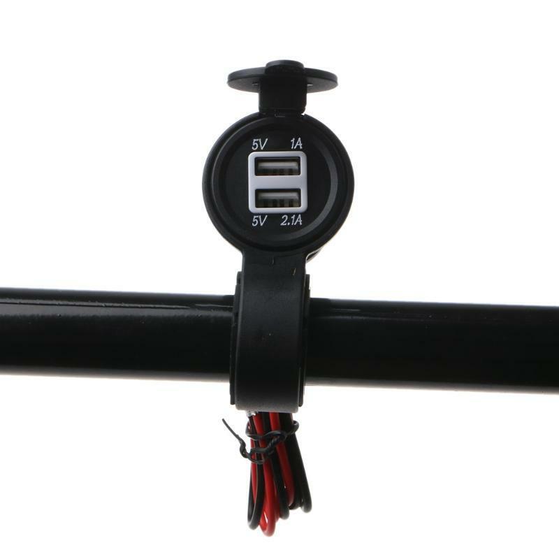 12V-24V Waterproof Motorcycle Motorbike Handlebar Dual USB Charger Socket Power
