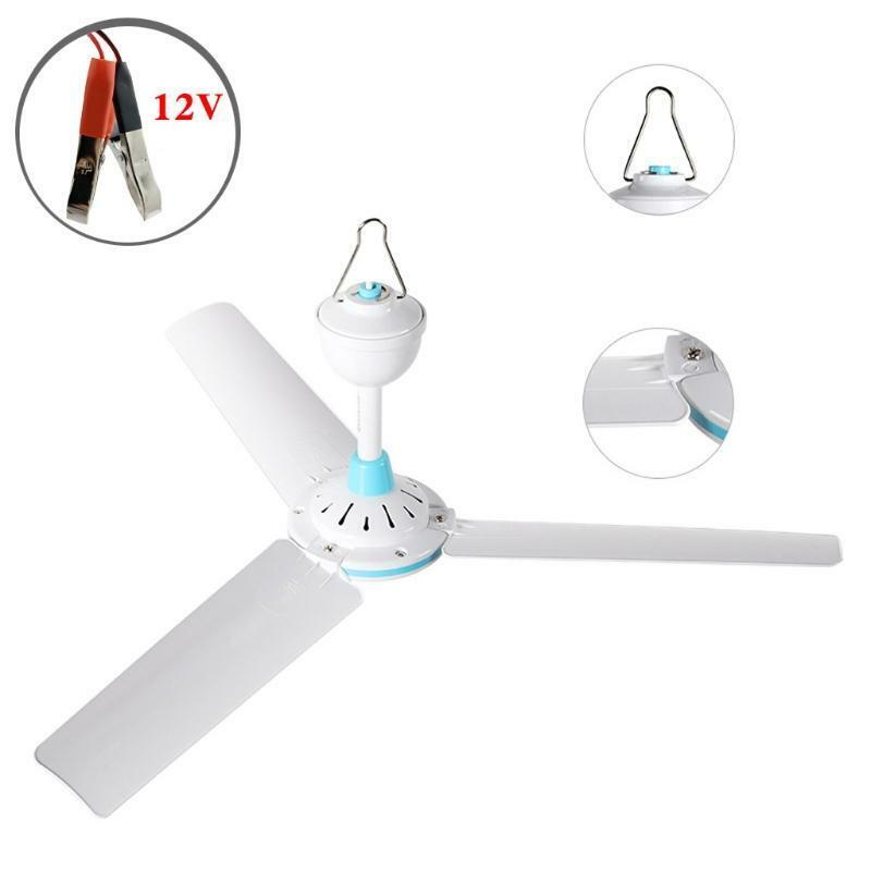 50cm 12V Ceiling Fan Air Cooler Hanging Fan for Camping Outdoor Tent Home Bed