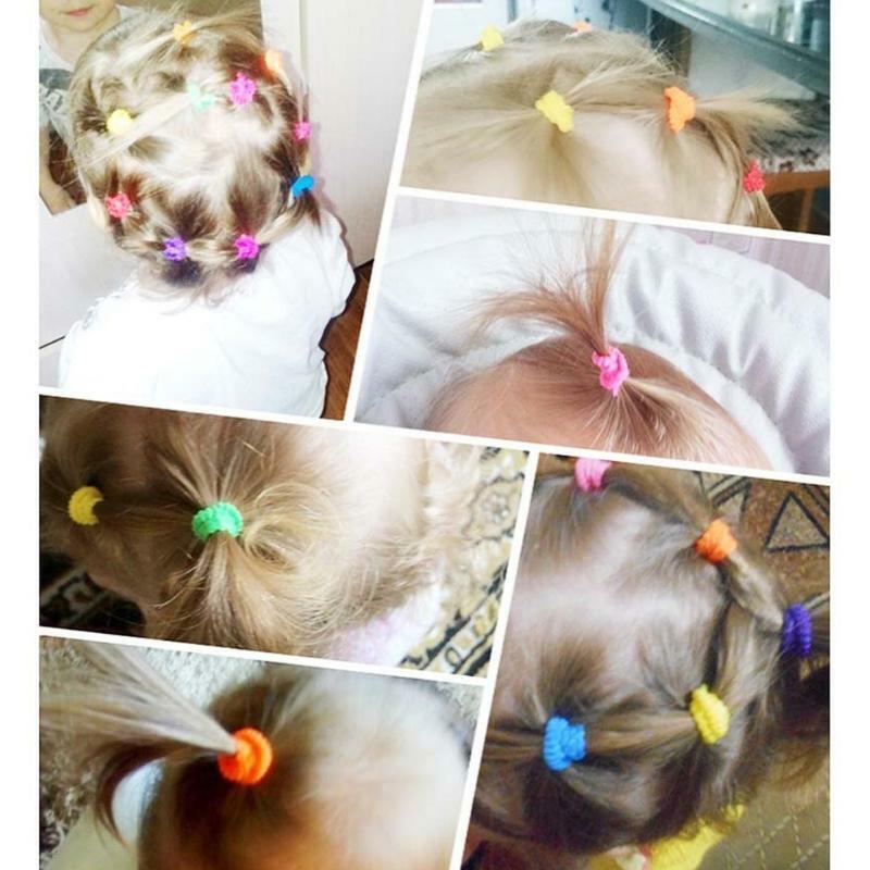 100Pcs Kids Girl Colorful Elastic Hair Tie Band Rope Ring Band Ponytail Holder