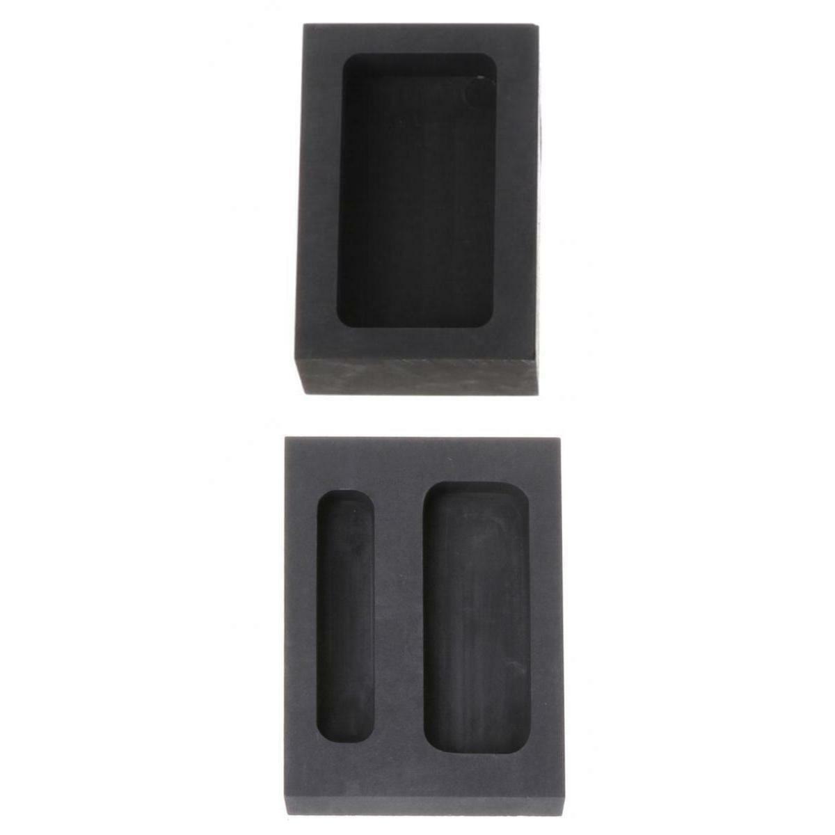 Set of 2 High Purity Graphite Ingot Mold Smelting Tool Jewelry Making Black