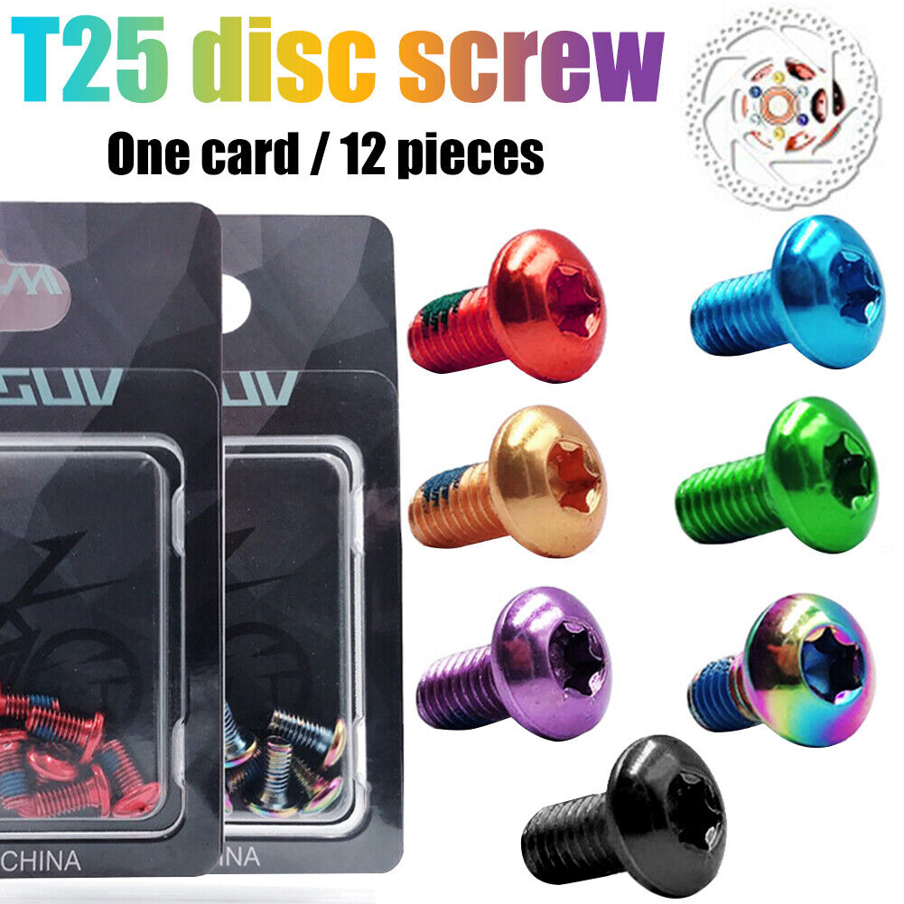 12x Bike Disc Brake Rotor Bolts T25 M5x10mm Alloy Steel Screws (Multicolor)